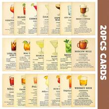 20pcs Classic Cocktail Recipe Cards - Essential Home Bartender's Cocktail Mixing Guide, Illustrated Cocktail Recipe Cards With Ingredients And Steps, Cocktail Making Guide Cards - Sets - View 3