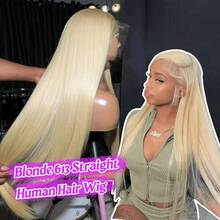 613 高清蕾丝前额假发 13x4 真人发假发 直发金发假发 真人发 13x4 蕾丝前额 30 32 英寸 180% 真人发假发 - S613 - 查看 3