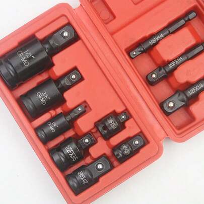 6/10pcs Pneumatic Universal Joint Connector Set, Including Large Air Gun, Medium, Large And Small Sleeve Connectors, 3/4" Small Sleeve, Square Head And Adapter