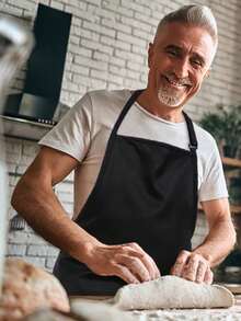 1 chiếc tạp dề có dây đeo cổ điều chỉnh được, màu đen, 3 túi, tạp dề đầu bếp/nấu ăn unisex. - màu đen - Xem 4