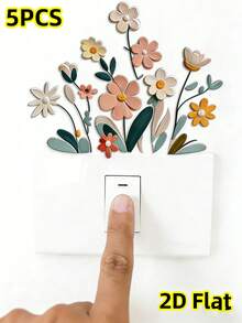 1pc Floral Pattern Switch Sticker, Modern PVC Switch Sticker Suitable For Home, Removable Self-Adhesive Wall Sticker Art, Floral Decor Switch Sticker Suitable For Bedroom, Living Room And Bathroom, 2D Flat Print Sticker, Easy To Peel And Stick PVC, Spring Theme Decor, 2D Flat - A - View 10