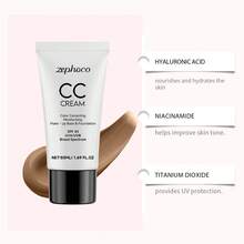 Crema Base CC zephoco con FPS 43 - 2 en 1: Protector Solar y Maquillaje, Hidratación Profunda, Textura Ligera y Fresca para Piel Grasa/Mezcla - Makeup Largo Duradero Perfecto para el Verano - 50ml (1.69 FL OZ) - Blanco - Ver 4
