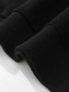 Black Hoodie |       Spider Web Graphic, 2000s Streetwear  Thickened Hooded Pullover With Pockets - 黑色 - 查看 4