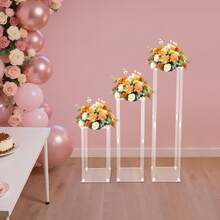 WUPYI2018 Acryl Vase Hochzeit Mittelstücke, 3 Pcs klar Spalte Blume Display Stand, geometrische Display Stand für Home Decor - A - Übersicht 3