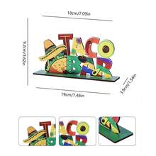 1pc Wooden Decorative Plaque, Party Decoration Gift, Home Decor, Wooden TACO Bar Tabletop Decor - Vibrant Mexican Themed Decoration With Sombrero And Taco Design, Cinco De Mayo Fiesta Party Centerpiece, Indoor/Outdoor Use, Creative Home Decor, Suitable For Celebration, Mexican Home Decor, Day Of The Dead, Easter, Decorative Sign And Plaque - A - View 3