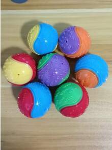 Pelota de goma natural con diseño geométrico que emite sonidos, de 2,5 pulgadas, apta para perros de todas las razas, juguete interactivo sin baterías compatible con lanzador, adecuada para perros pequeños a grandes, estilo aleatorio - Multicolor - Ver 15