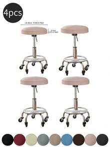 1/4/6 件装吧台凳套，圆形凳套，带松紧带，吧台凳座套，可水洗凳垫套，采用弹力厚实面料，高弹圆形椅套，柔软椅垫套，适用于直径 9-13.7 英寸的凳子，米色 - 彩色 - 查看 14