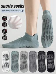 1/2/3/6 Pairs Men's Multi-Color Professional Anti-Slip Pilates Short Socks, Breathable Autumn Sports Floor Socks, Spring/Summer Yoga Socks - Multicolor - View 1