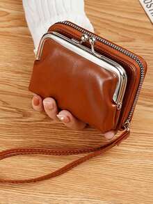 Mini Vintage Credit Card Holder, Retro Snap Coin Purse, Women Fashion Wallet Wristlet - Multicolor - View 11