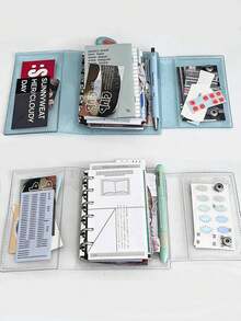 A7 Transparent Loose-Leaf Notebook, Blank Pages, Transparent Loose-Leaf Notebook, Sticker Notebook, Tri-Fold Soft Leather Notebook, PVC Transparent Replaceable Pages, Large Capacity Portable Loose-Leaf Binder, Suitable For Photo Album, DIY, Sticker Storage - Transparent - View 3