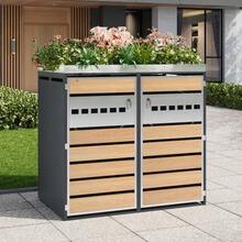 Caja de almacenamiento de basura, con cerradura, dos puertas, área de plantación, con ventilación - Gris - Ver 3