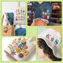 8.5x11 英吋水溶性刺繡襯紙,可水洗刺繡底布,預印花卉字母圖案,適合手工縫製愛好者與初學者 - A270 - 查看 10