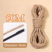 Dây thừng sisal tự làm cho mèo, dài 20m/50m, dùng để leo trèo và mài móng, làm khung leo trèo cho mèo, dây cotton đặc biệt chịu mài mòn và cào móng, đồ chơi cho mèo - 4/6/8mm - 8mm-50M - Xem 9