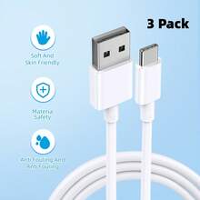3米USB A转USB C快充数据线，兼容三星Galaxy S23/S22/S21/S20及其他设备 - 白色 - 查看 9
