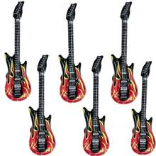 3pcs Inflatable Flame Guitar Photo Props, Inflatable Musical Instruments, 80s 90s Rock Party Decor, Guitar Accessories, Retro Party Supplies For Concerts, Bachelor Parties, Birthday Parties, Weddings And Gatherings - One Size - View 1