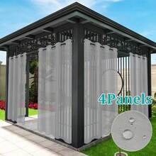 4pcs Outdoor Waterproof Sheer Curtains, Patio Porch Gazebo Transparent Window Drapes, Decorative Curtains For Bedroom, Balcony, Sunroom - 4pcs - View 15
