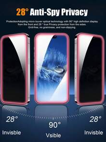 2片裝 粉色發光防偷窺螢幕保護貼，適用於 iPhone 15，氣墊發光設計，易於安裝，可搭配手機殼使用，提供夜間照明與隱私保護，相容 iPhone 17 Pro Max/17 Pro/17 Air/17/16/15 Pro Max/15 Pro/15 Plus/15/14/13/12，手機配件，日常必需品 - 黑色 - 查看 7