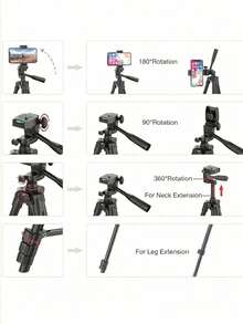 Portable Aluminum Alloy Extendable Tripod - Universal Smartphone And DSLR Camera Stand, Suitable For Outdoor Photography, Selfie, Live Streaming - A - View 8