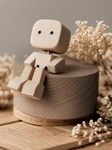 1/2pcs New Rocking Wooden Decorative Doll, Rocking Feet Wooden Doll, Rocking Wooden Figure Decor, Handmade, Rocking Feet, Wooden Car Dashboard Decor, Creative Wooden Desktop Decoration - Multicolor - View 1