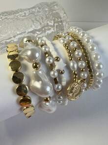 imoli 一套女士串珠手链，时尚海滩度假风 - 32387-bra-G-EP - 查看 4