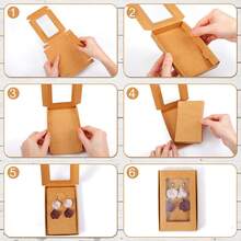 Hộp giấy nâu hình máy bay có cửa sổ và lớp lót bên trong, hộp đựng mặt dây chuyền trang sức, hộp đựng mặt dây chuyền bông tai, hộp giấy gấp màu trắng, thích hợp cho các lễ hội, tiệc tùng, quà sinh nhật, quà tốt nghiệp, v.v. - 80*136*18MM - Xem 9