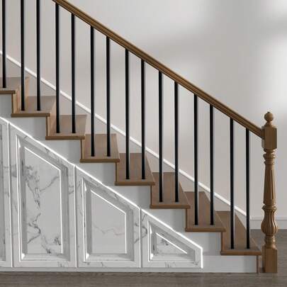 Staircase Balusters 51 Pack, 32 In Aluminum Stair Balusters, 3/4 In Rainwater-Proof Round Metal Spindle Railing, Durable Hollow Deck Railing With #19 Drill Bit For Stairs, Porch, Patio, Black
