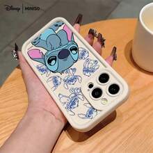 名创优品 x 迪士尼史迪奇彩色液体印花手机壳，适用于 iPhone 17/17 Pro/17 Pro Max/17 Air/16/15/14/13/12/11/X 系列，iPhone 17 Pro Max 手机壳，iPhone 17 Pro 手机壳，iPhone 17 手机壳，送给女朋友的圣诞礼物 - 白色 - 查看 3