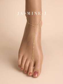 1 件 S925 纯银素面链脚链，金色脚链，金色脚趾链，切片链脚链，简约​​、百搭、优雅，女士脚链，海滩度假，适合日常佩戴。 - 彩色 - 查看 12