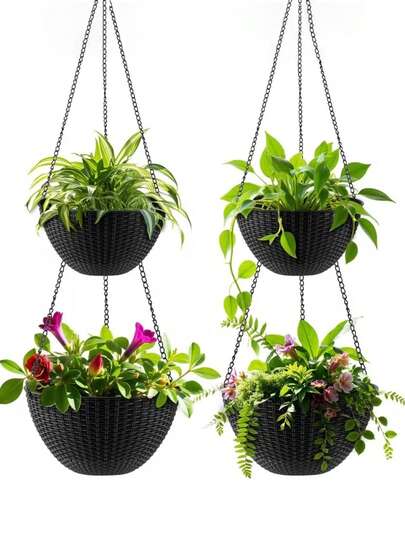 Bộ 2 chậu/1 chậu treo cho cây trầu bà, chắc chắn, chịu lực tốt, tiết kiệm không gian, có lỗ thoát nước, chậu hoa treo đan lát, thích hợp cho lan/cây mọng nước/thảo mộc, dễ dàng treo ở ban công, phòng khách, bệ cửa sổ, văn phòng tại nhà, vườn, phù hợp với nhiều hệ thống treo khác nhau.