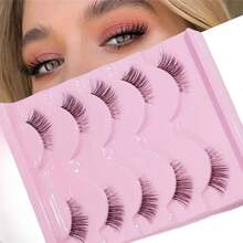 LIMEIKAI 5 Pairs Transparent Base False Eyelashes, Natural Look, Suitable For Party And Club - Pink - View 5