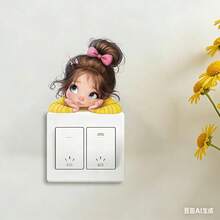 Cartoon Girl Wall Sticker For Living Room, Bedroom, Office, Bar, Cafe, Wall Decor Sticker - one-size - View 4