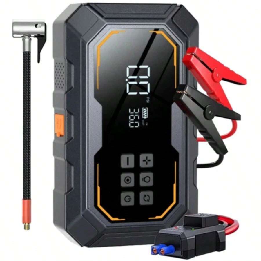 Portable Power Bank With Jump Starter (8000mAh) + 150PSI Air Compressor For Car, Motorcycle, Bicycle, And Balls - 无线 - 查看 1