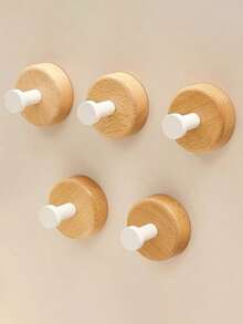 Nordic Style Wall Mounted Hooks, No Drilling Needed, Strong Adhesive, Coat Hooks, Key Holder, Storage Racks For Bathroom, Kitchen, Closet, Creative Design - White - View 3