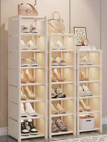 1 pieza Estantería para zapatos de 4/5/6 niveles en negro y blanco, gabinete de zapatos minimalista de varias capas, caja de zapatos a prueba de polvo, contenedor de almacenamiento de zapatos de alta capacidad para interiores - Blanco - Ver 2