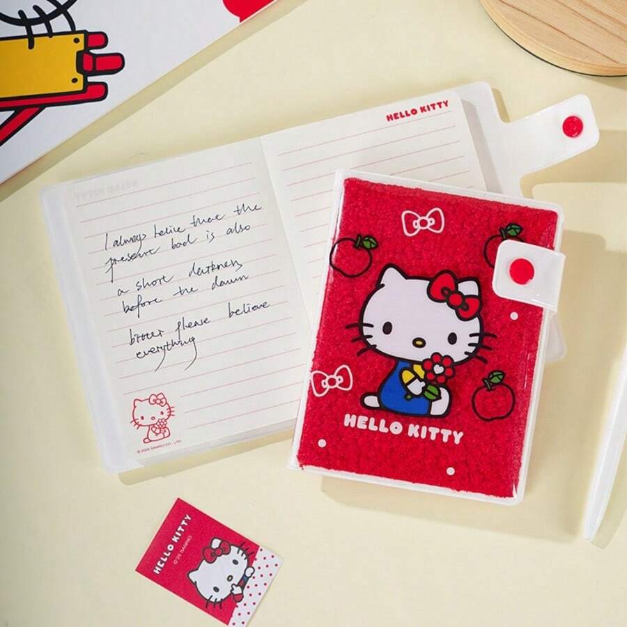 62K 毛绒封面笔记本，柔软卡通风格螺旋装订日记本/笔记本 - 隨機一本 - 查看 1