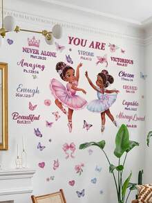Watercolor Fairy Tale Moon Elf Ballet Girl Wall Sticker Self-Adhesive Removable Butterfly Star Moon Elf Sticker Girl Princess Style Sticker Girl Room Dance Classroom Wall Soft Decoration - Wall Stickers - View 6