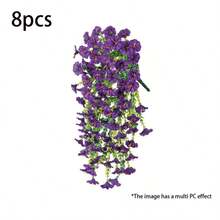 2pcs/4pcs/6pcs/8pcs Hanging Artificial Silk Flower Vines & Eucalyptus Leaves, UV-Resistant, Suitable For Wedding, Porch, Living Room, Office Wall, Yard, Bookshelf, Home Decor - Purple - View 14