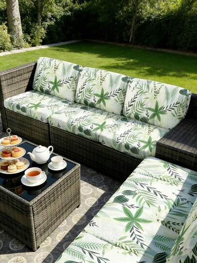 1件装户外印花沙发垫套，雨林树叶图案沙发套，单独出售，高弹防尘可水洗简约现代沙发垫套，适用于客厅和卧室