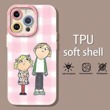Charlie Lola, fondo rosa, dibujo animado sencillo.funda de teléfono Fundas compatibles con ,Apple,VIVO,OPPO,,, y Honor.Fabricadas en silicona TPU,ofrecen protección contra golpes y caídas. - Blanco - Ver 3