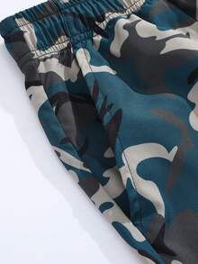 Pantalones cortos deportivos de verano ligeros para hombres, pantalones cortos de playa estampados, pantalones cortos casuales con cordón para vacaciones, estilo deportivo y urbano, pantalones cortos para baloncesto y entrenamiento de pista, transpirables y cómodos, adecuados para entrenamiento y carrera - Azul - Ver 5