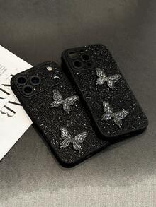 1个时尚奢华水钻蝴蝶手机壳，兼容 17 Pro Max、17 Pro、17 Air、17、16、15、14、13 Pro Max、Plus系列，优雅防摔设计 - 黑色 - 查看 9
