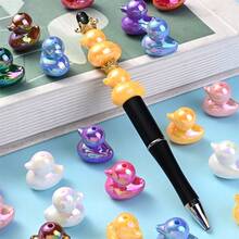 5/10 piezas Cuentas de pato iridiscente 3D, cuentas sueltas de animales de colores aurora para bolígrafos con cuentas, joyería DIY, accesorios para llaveros y pulseras - colores mezclados - Ver 3