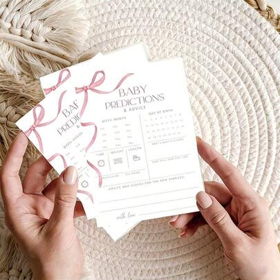 Thiệp Dự Đoán Giới Tính Bé Hình Nơ Hồng, Thích Hợp Cho Tiệc Chào Mừng Bé Yêu, Bố Mẹ Sắp Sinh, Thông Báo Sinh Con, Tiệc Tiết Lộ Giới Tính Bé, Quà Tặng Và Trang Trí Tiệc.