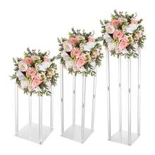 WUPYI2018 Acryl Vase Hochzeit Mittelstücke, 3 Pcs klar Spalte Blume Display Stand, geometrische Display Stand für Home Decor - A - Übersicht 5