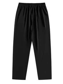 Pantalon de sport d'été pour hommes, pantalon de travail décontracté slim pour la course, la gym, l'exercice au printemps - Noir - Voir 3