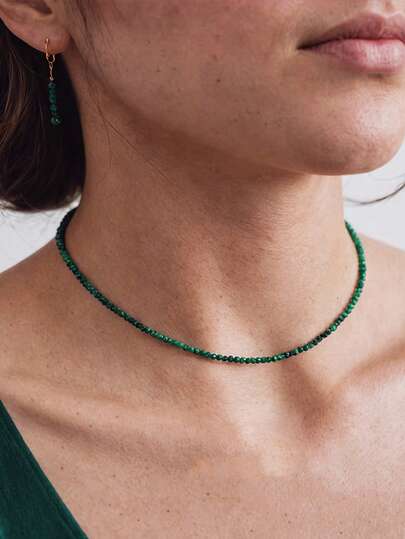 CVNANA 1 chiếc vòng cổ hạt đá giả malachite độc đáo 2mm (0.07 inch) - Một phụ kiện cổ điển nhiều lớp tuyệt đẹp cho mùa hè, hoàn hảo cho Ngày của Mẹ, lễ tốt nghiệp, các dịp lễ hội, điểm nhấn thanh lịch, phù hợp cho cả đeo hàng ngày và dự tiệc.