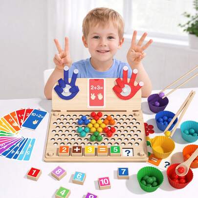 Ayudas didácticas de aritmética con cuentas Montessori, juguetes de rompecabezas de educación temprana para niños, juegos de matemáticas de cognición numérica para la suma y resta, tableros de números de rompecabezas, operaciones de suma y resta, ayudas didácticas para el entrenamiento del pensamiento lógico en la educación temprana, descomposición de operaciones