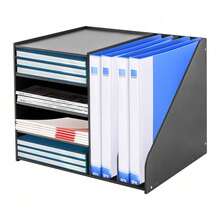 Desktop File Holder Organizer Document Mail Sorter PVC Magazine Organizer Rack - As Shown - View 1