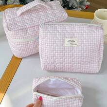 1Pc/Set Gingham Pattern Cute Makeup Bag Set Portable Travel Makeup Bag Cosmetic Bag Cosmetic Organiser Jewelry Organiser Multifunctional Storage Bag For Women Clutch With Zipper Closure For Cosmetics,Brush,Skincare,Mobile Phone,Coin,Small Items Make Up Bag Skincare Bag Home Decor Bridesmaid Gifts Mom Gifts Birthday Gifts Teacher Gifts Gift For Friends Back To School Gifts Travel Essentials Cruise Essentials Dorm Essentials - 彩色 - 查看 2