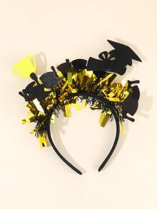 1pc Graduation Cap Decor Headband For Girls Glitter Shiny Graduation Golden&Black Hair Band Elegant Hair Hoop For Graduation Party And Festivals Headdress Graduation Gifts Graduation Party Supplies 2026 Graduation Outfit Forteens Hair Accessories - Multicolor - View 4